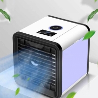 Ventilator de masa cu functie de umidificare si lumini colorate, Mini Air Cooler, cu USB, HS105